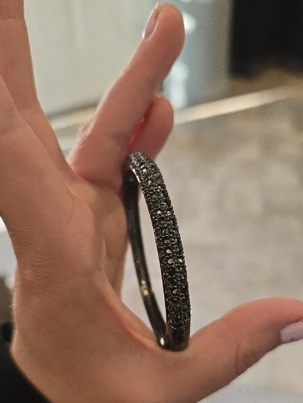 Lia Sophia Glitterati Hinged Bangle Bracelets - Set of 2